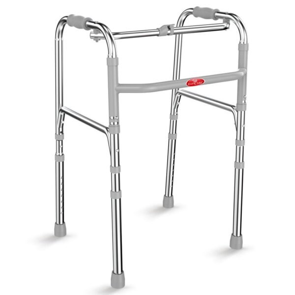 Aluminum Foldable Walker & Walking Stick | 8-Height Adjustable (41-51 CM) | Lightweight, Portable & Sturdy | Ergonomic Grip | Enhanced Mobility, Balance & Stability for Elderly & Disabled